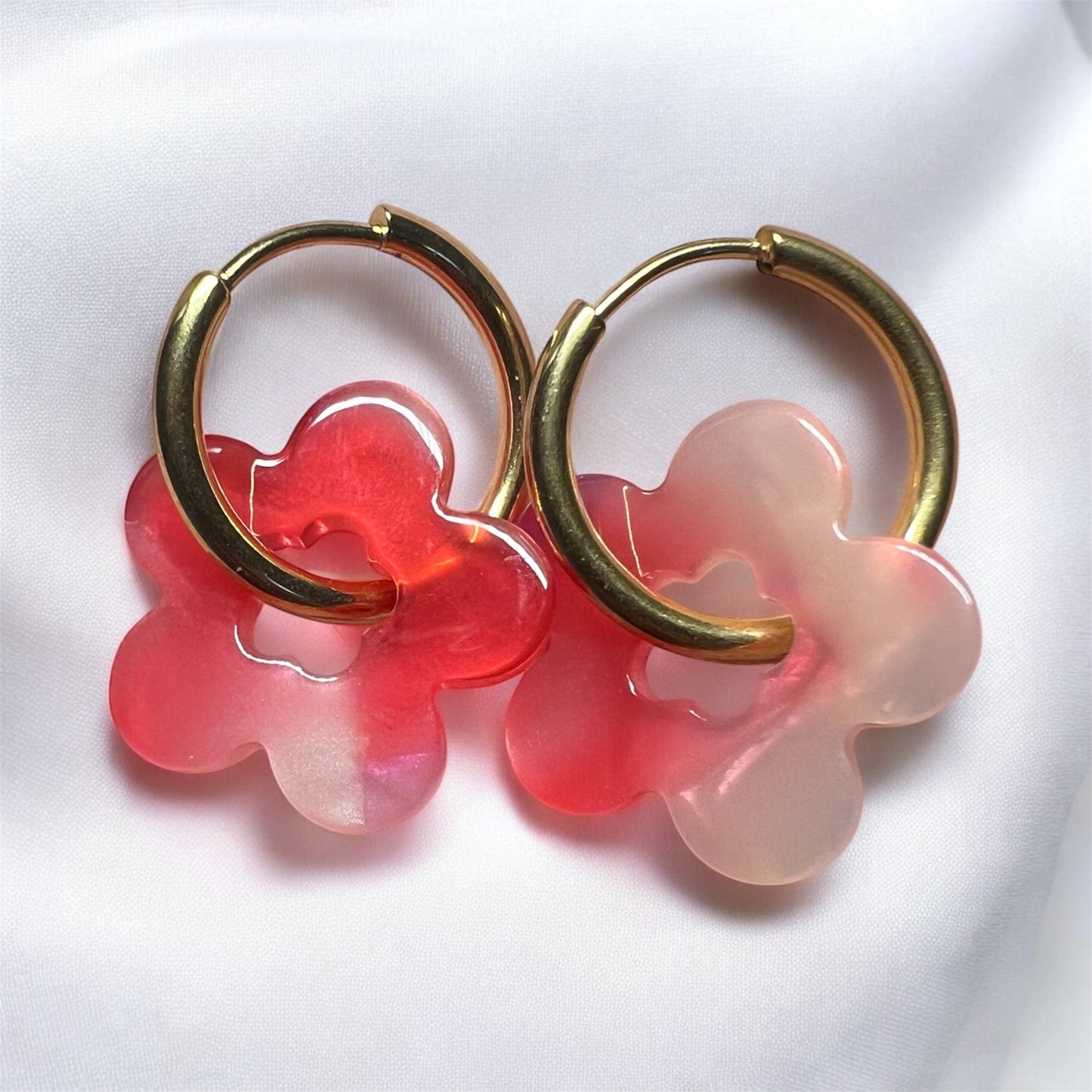 FLORES acétate - Boucles d’oreilles fleur ROSE