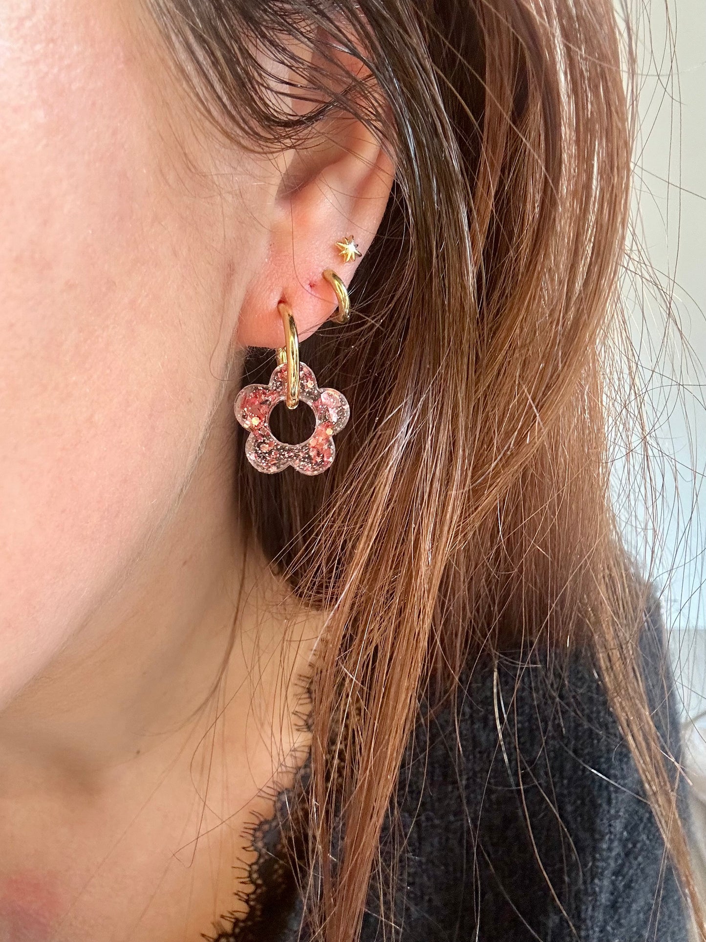 Flores M - Paillettes or rose