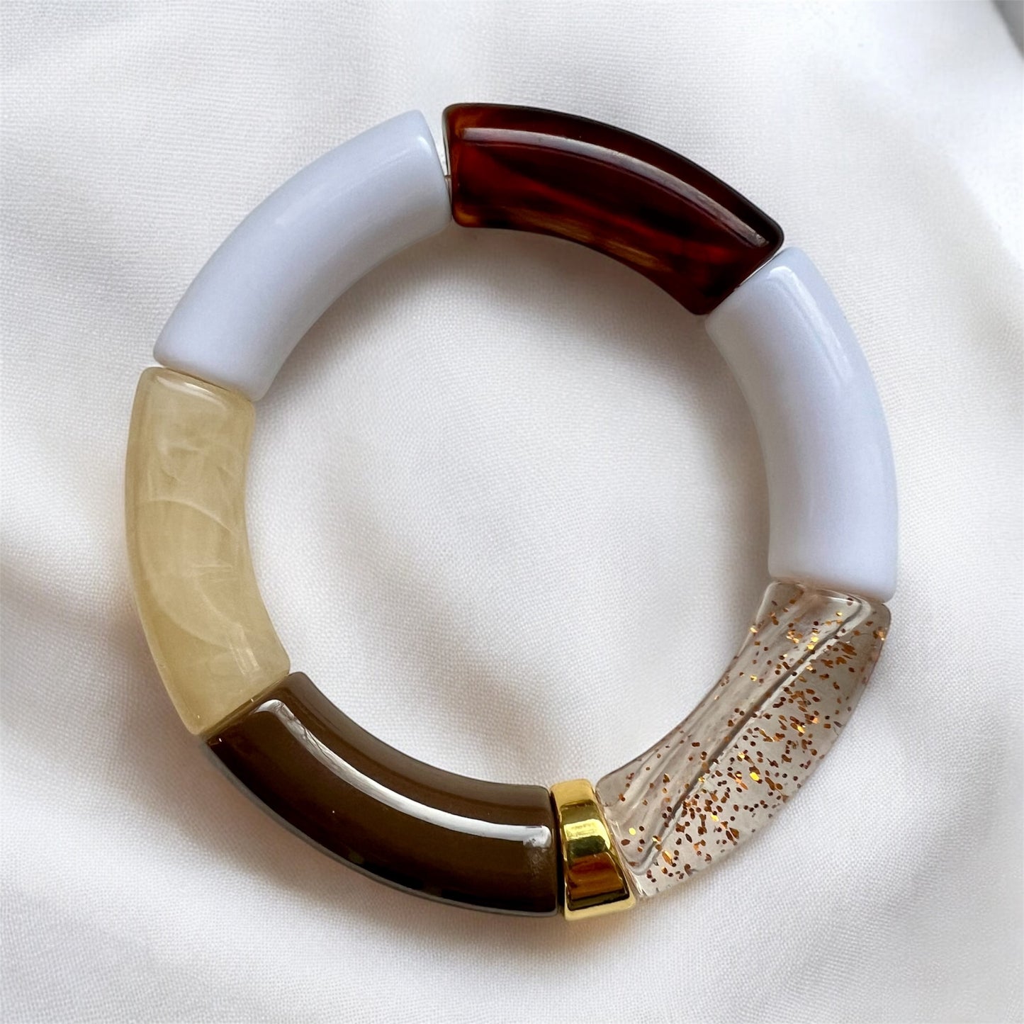 MIMI - Bracelet beige & marron à paillettes