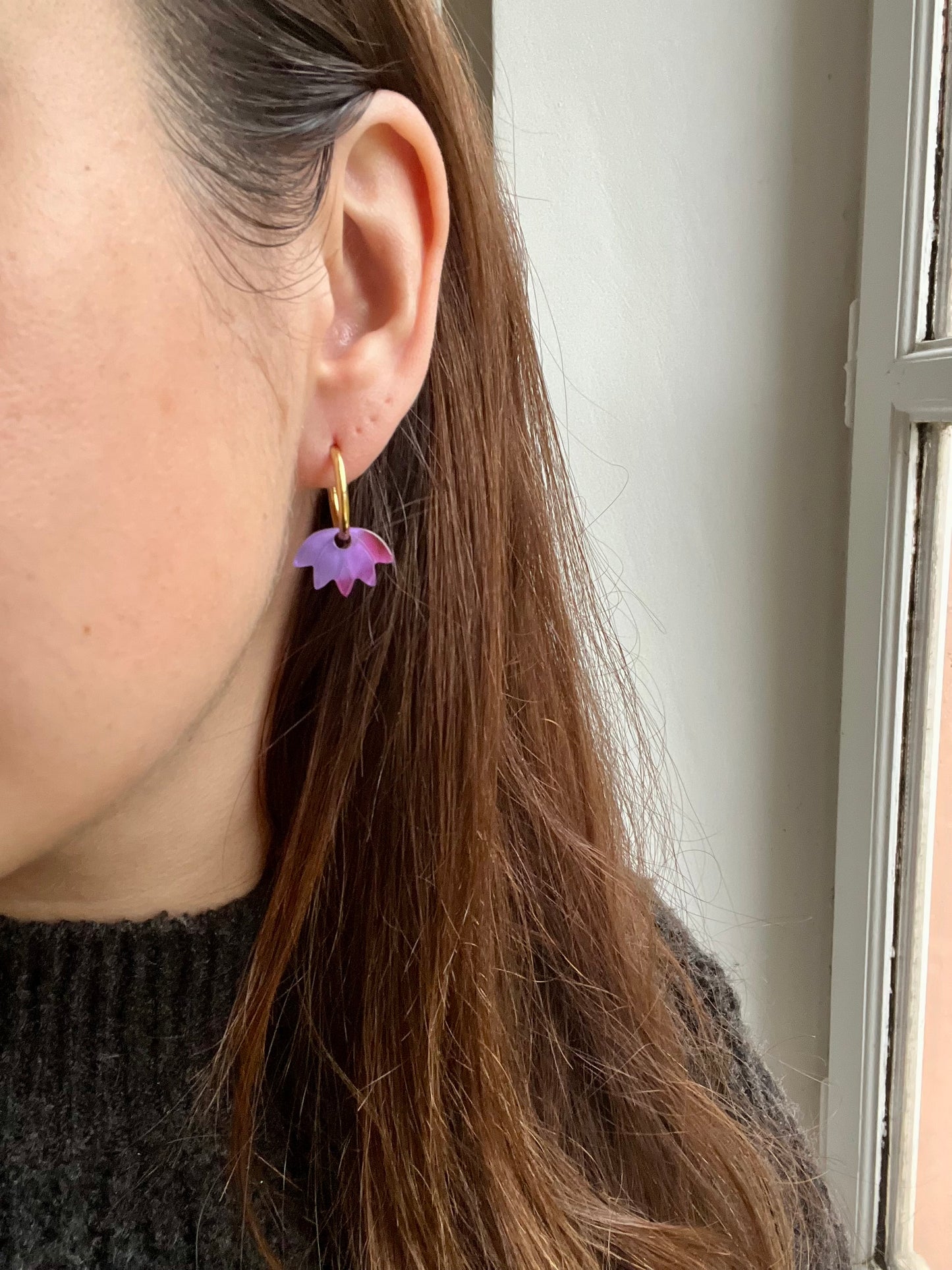 LOTUS acétate - Boucles d’oreilles fleur lilas