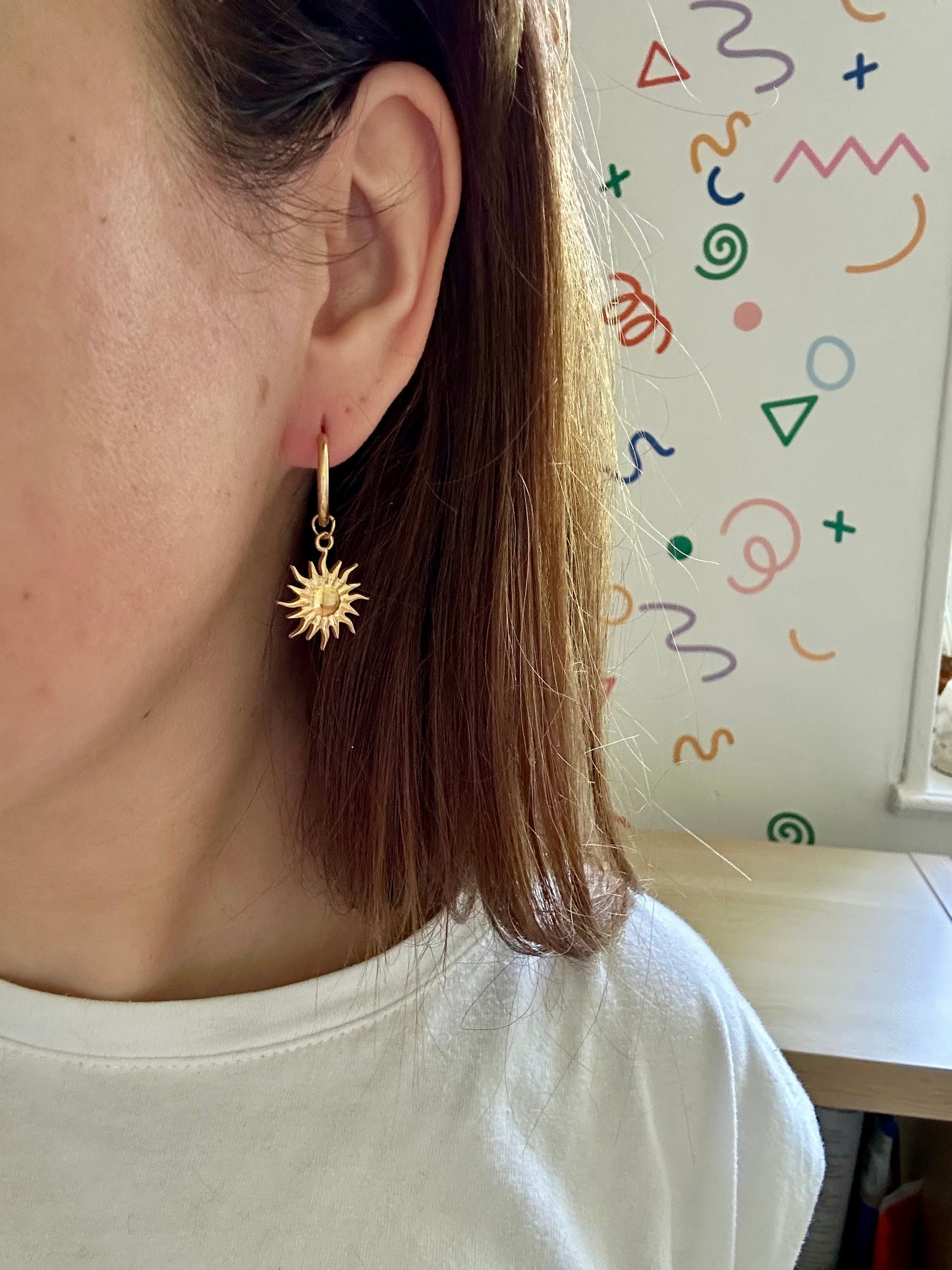 SUN - Boucles d’oreilles dorées & Soleil