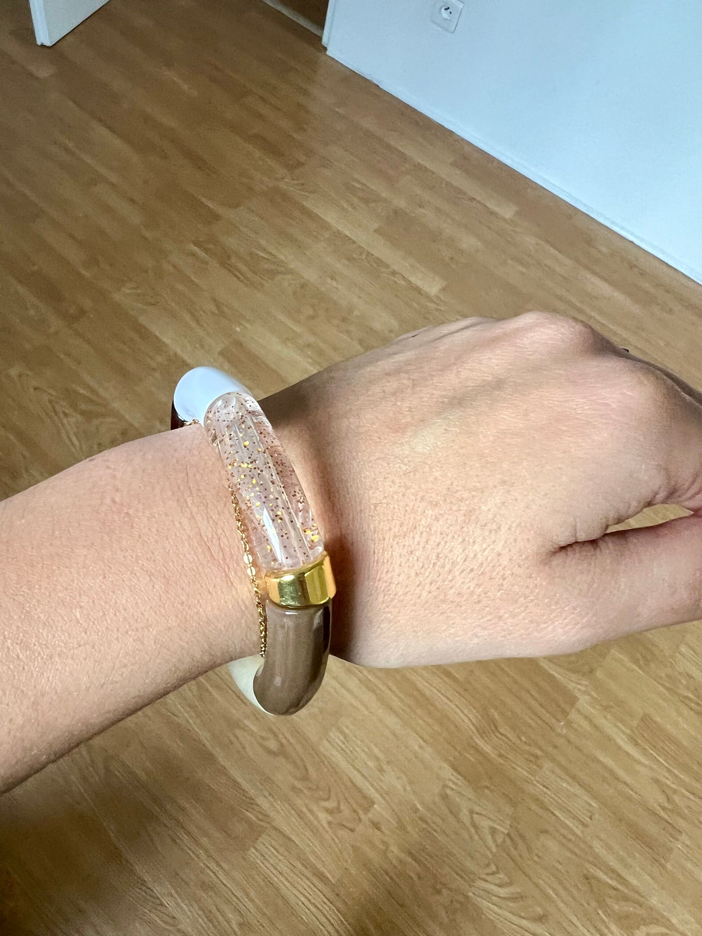 MIMI - Bracelet beige & marron à paillettes