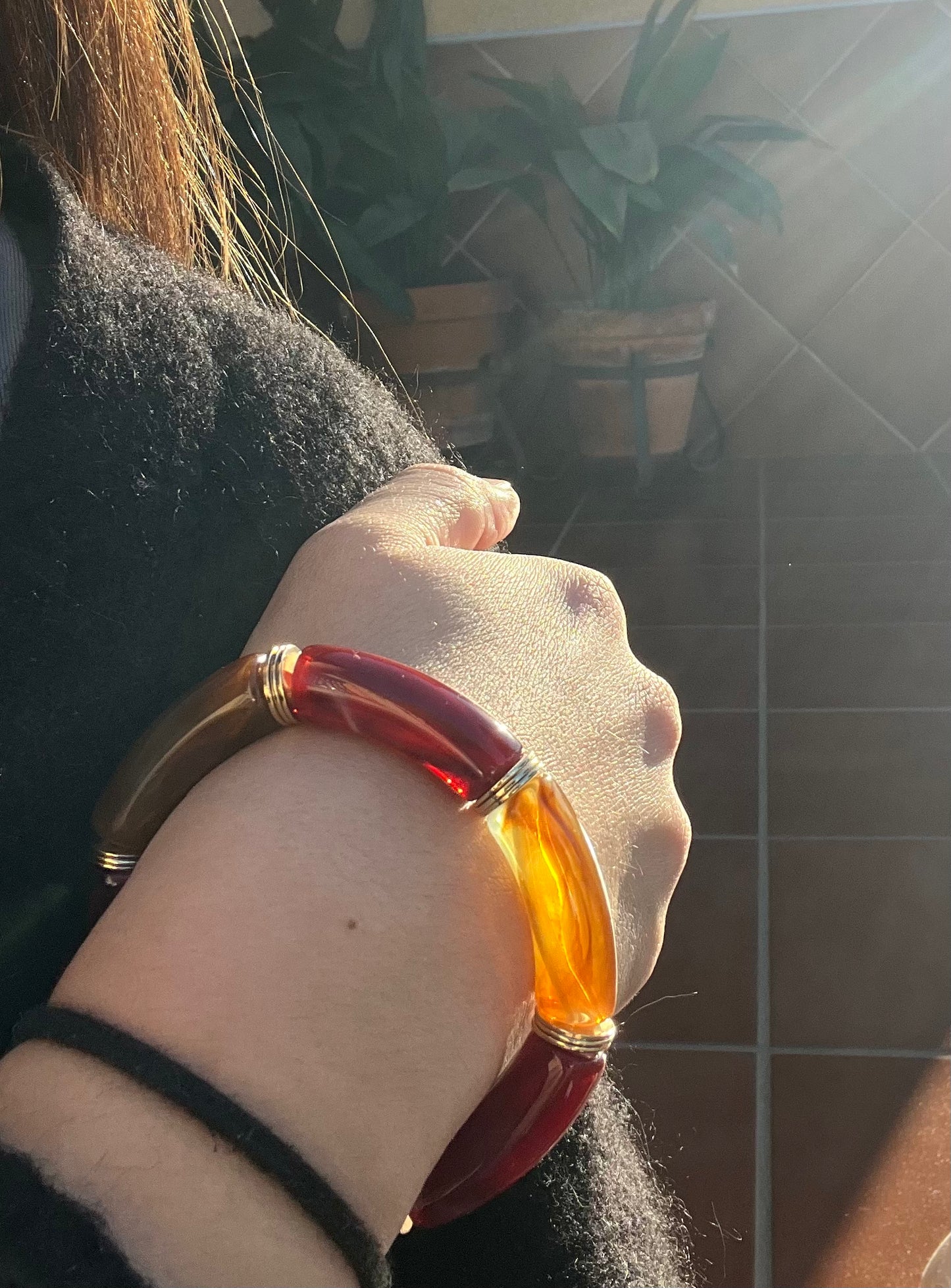 LUCI - Bracelet marron & bordeaux