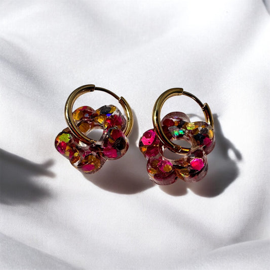 FESTIVAL - Boucles d’oreilles fleur paillettes