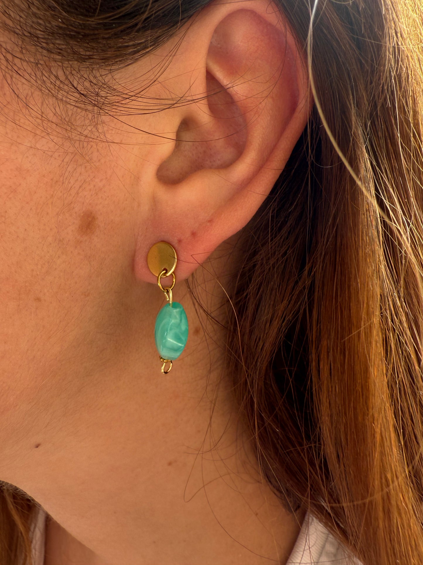 AZUL - Boucles d’oreilles dorées & Pierre bleue