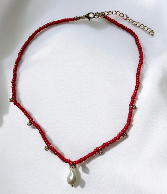 Collier corail & perle
