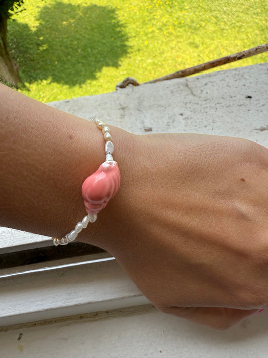 CONCHA- bracelet perles d’eau douce et coquillage