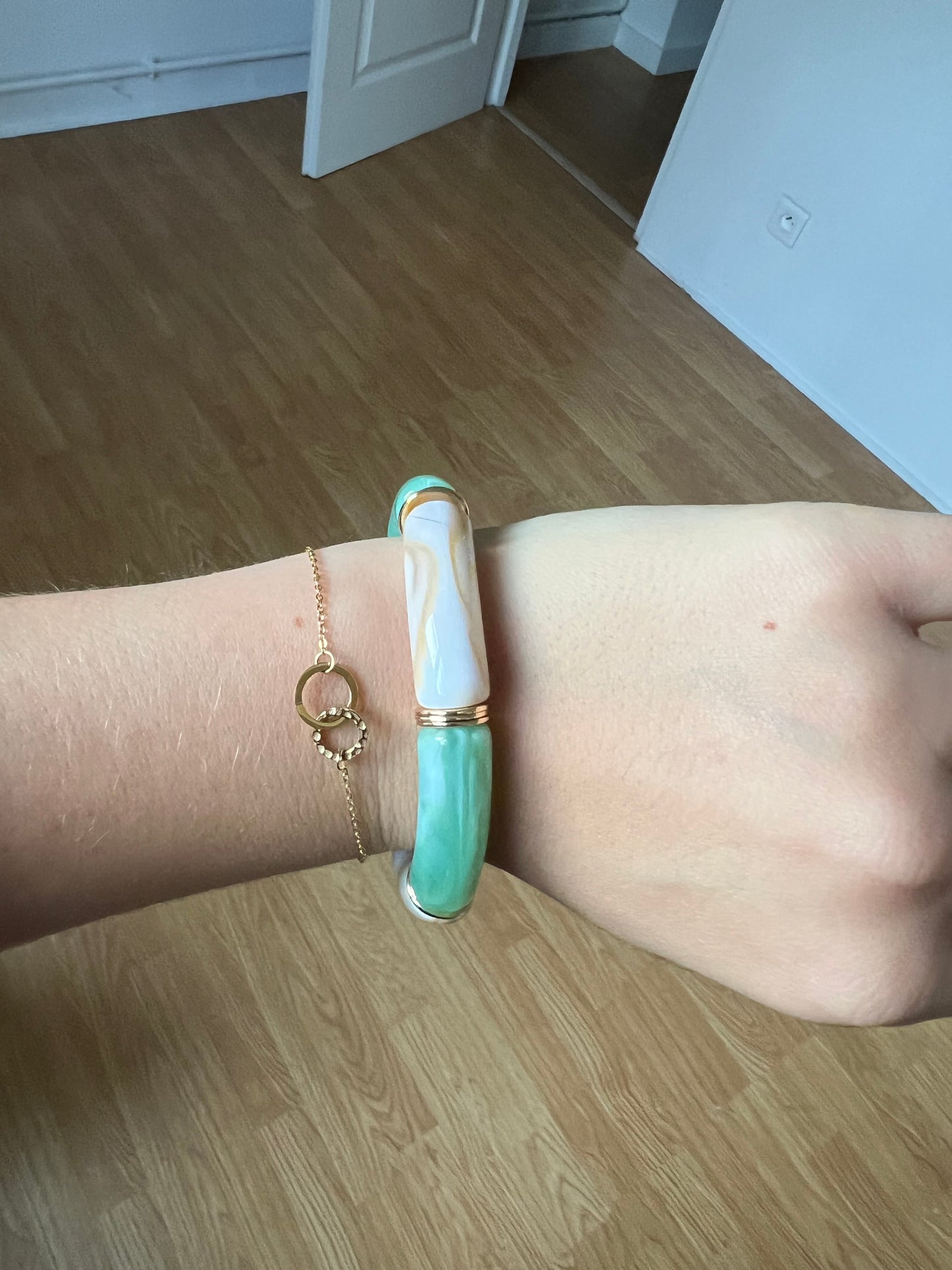 Bracelet LUCI vert & beige