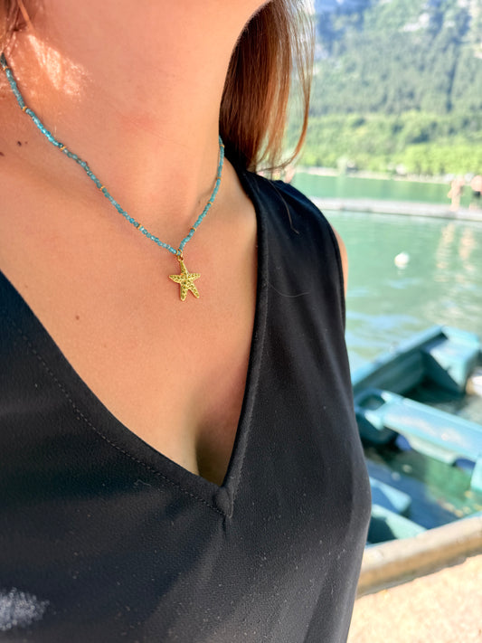 AGUA- Collier pierres & breloque