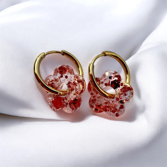 FLORES petite - Paillettes or rose