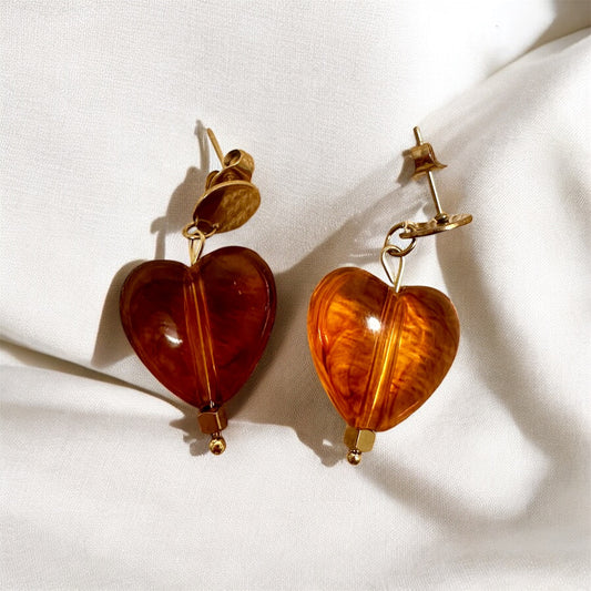 LOVE - Boucle d’oreille cœur marron